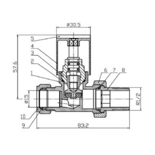 Tissino Hugo2 Straight Radiator Valves Pair - Matt Black - Image 2