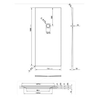 Tissino Giorgio2 Rectangular Shower Tray - Black Slate - Size Option - Image 49