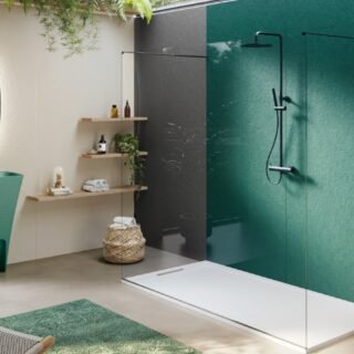 Acquabella Halo Slate Rectangular Shower Tray - Cemento - Image 6