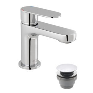 Vado Metiz Mini Mono Basin Mixer Tap With Push Basin Waste - Chrome