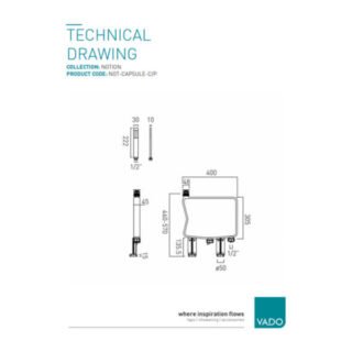 Vado Notion Capsule Shower Kit With Square Handset - Chrome - Image 3