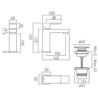 Vado Phase Mono Basin Mixer Tap With Waste - Chrome - Image 4