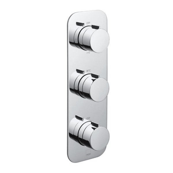 Vado Tablet Altitude Trim Kit For Vertical 3 Outlet, 3 Handle Concealed Thermostatic Shower Valve - Chrome
