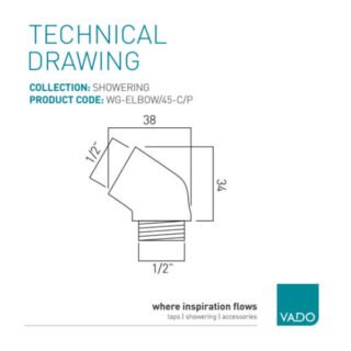 Vado Elbow To Suit Deck Mounted Pull Up Handsets - Chrome - Image 2