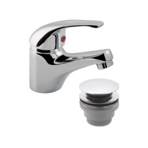 Vado Matrix Mono Basin Mixer Tap With Push Basin Waste - Chrome