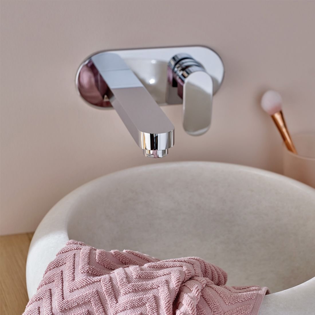 Vado Life 2-Hole Basin Mixer Tap With 230mm Spout And Oval Back Plate Wall Mounted - Chrome - Image 4