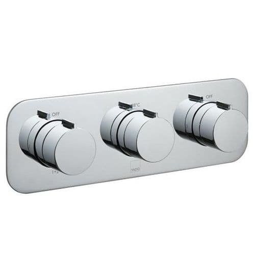Vado Tablet Altitude Trim Kit For Horizontal 3 Outlet, 3 Handle Concealed Thermostatic Shower Valve - Chrome