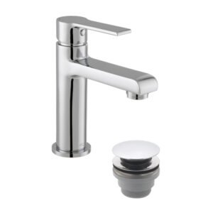 Vado Irlo Mini Mono Basin Mixer Tap With Push Basin Waste - Chrome