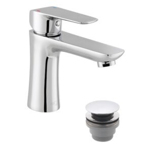 Vado Vala Mono Basin Mixer Tap With Push Basin Waste - Chrome