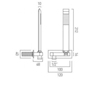 Vado Omika Single Function Shower Handset And Bracket With Integrated Outlet - Chrome - Image 4