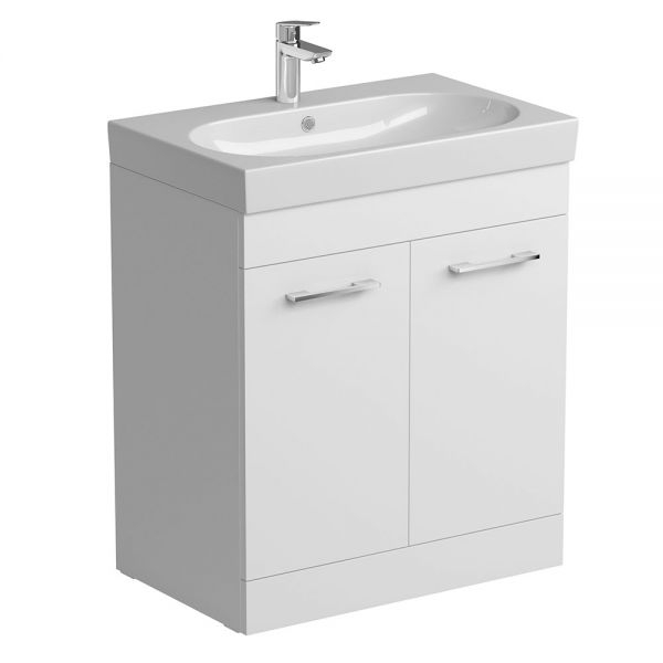 Tissino Angelo 2 Door Floor Standing Vanity Unit With Basin – Gloss White - 700mm
