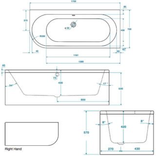 Tissino Angelo Premium Double Ended Shower Bath - White - Image 2