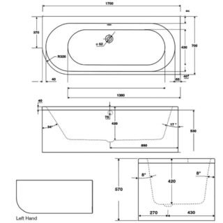 Tissino Angelo Premium Double Ended Shower Bath - White - Image 4