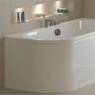 Tissino Angelo L Shaped Bath Front Panel - 1600mm Long - White - Image 2