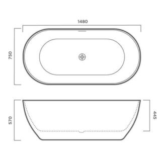 Tissino Angelo Oval Freestanding Bath - 1500mm X 750mm - White - Image 2