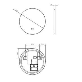 Tissino Cedro Circular Backlit Illuminated LED Mirror With De-mister - 500mm Wide - Image 2