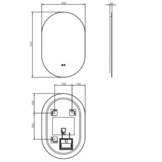 Tissino Cedro Capsule Backlit Illuminated LED Mirror With De-mister - 750mm x 500mm - Image 2