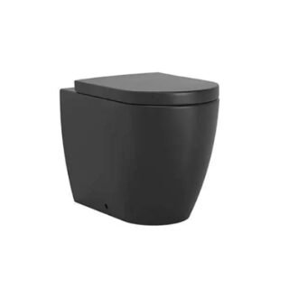 Tissino Davoli Matt Black Back To Wall Toilet With Soft Close Seat and Hinge Cover Caps - Image 1