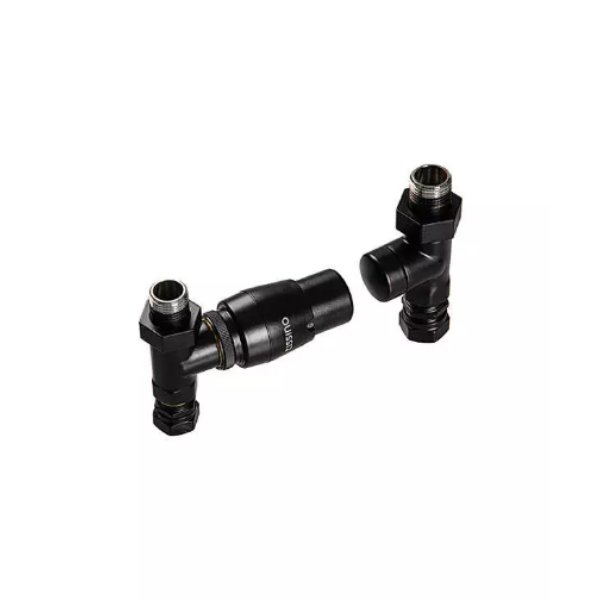 Tissino Hugo Straight Radiator Valves including Thermostatic Head - Matt Black