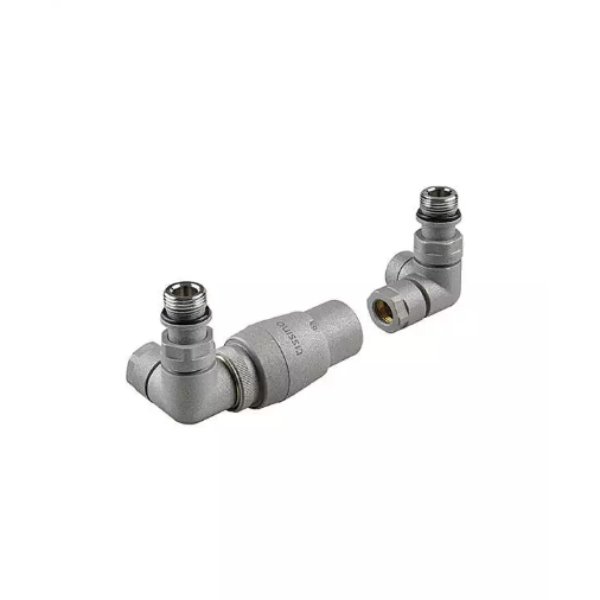 Tissino Hugo Double Angle Radiator Valves including Thermostatic Head - Lusso Grey