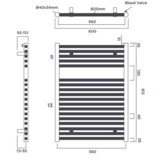 Tissino Hugo2 Vertical Straight Heated Towel Rail - Arabica - Image 4