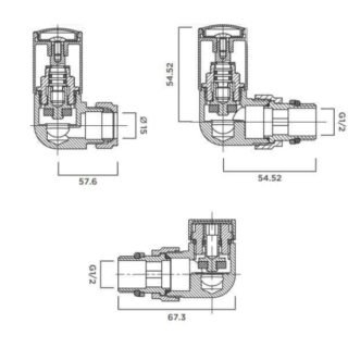 Tissino Hugo2 Double Angled Radiator Valves - Chrome - Image 2