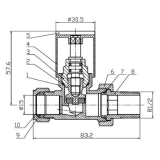 Tissino Hugo2 Straight Radiator Valves Pair - Anthracite - Image 2