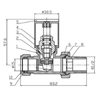 Tissino Hugo2 Straight Radiator Valves Pair - Chrome - Image 2