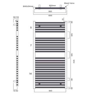 Tissino Hugo2 Thermostatic Element Electric Towel Rail - Mont Blanc - Image 6