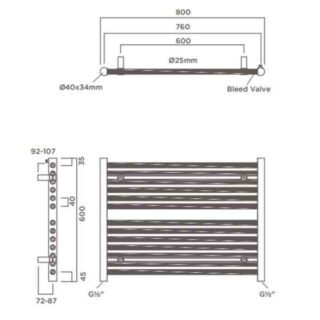 Tissino Hugo2 Thermostatic Element Electric Towel Rail - Arabica - Image 11