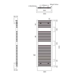 Tissino Hugo2 Standard Element Electric Towel Rail - Mont Blanc - Image 9