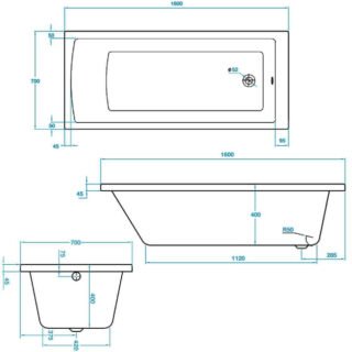 Tissino Lorenzo Single Ended Bath - White - Image 2