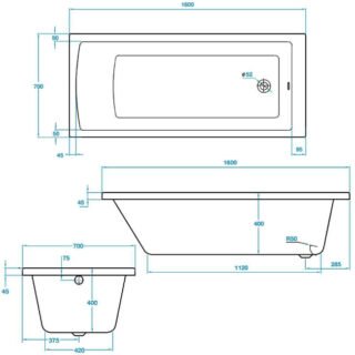 Tissino Lorenzo Premium Single Ended Bath - White - Image 2