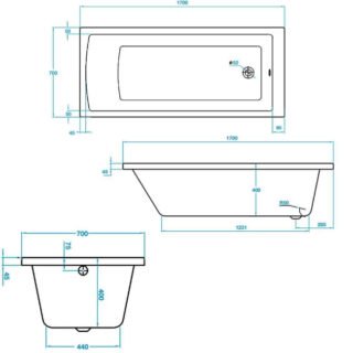 Tissino Lorenzo Premium Single Ended Bath - White - Image 3