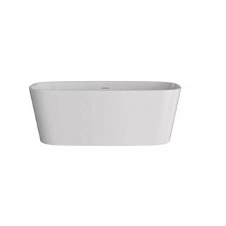 Tissino Matera Double Ended Freestanding Bath With Pop-Up Waste And Overflow - 1590mm X 745mm - White - Image 2