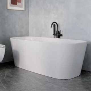 Tissino Matera Double Ended Freestanding Bath With Pop-Up Waste And Overflow - 1590mm X 745mm - White - Image 3
