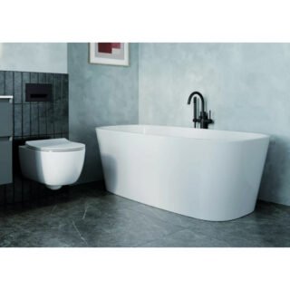 Tissino Matera Double Ended Freestanding Bath With Pop-Up Waste And Overflow - 1590mm X 745mm - White - Image 4