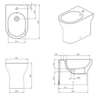 Tissino Nerola Back to Wall Bidet - White - Image 2