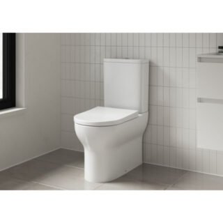 Tissino Nerola Rimless Closed Coupled Toilet With Cistern And Wrapover Seat, Hinges - White - Image 3