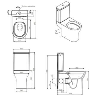 Tissino Nerola Rimless Closed Coupled Toilet With Cistern And Wrapover Seat, Left Hand Cut Out, Hinges - White - Image 2