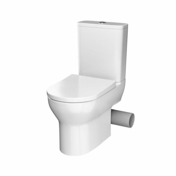 Tissino Nerola Rimless Closed Coupled Toilet With Cistern And Wrapover Seat, Right Hand Cut Out, Hinges – White - Matt Black