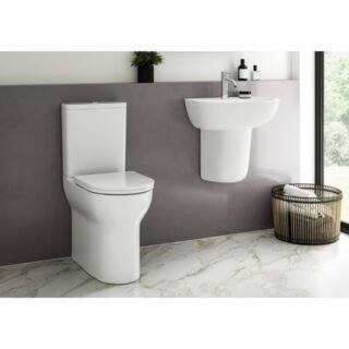 Tissino Nerola Rimless Closed Coupled Comfort Height Toilet With Cistern And Slimline Seat, Hinges - White - Image 5