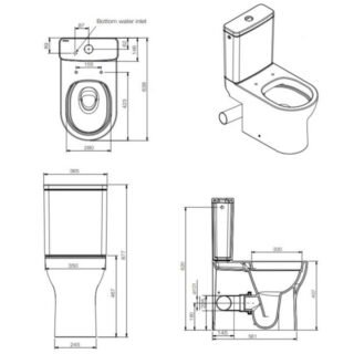 Tissino Nerola Rimless Closed Coupled Comfort Height Toilet With Cistern And Slimline Seat, Left Hand Cut Out, Hinges - White - Image 2