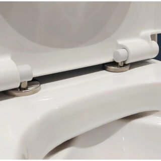 Tissino Nerola Rimless Closed Coupled Toilet With Cistern And Slimline Seat, Right Hand Cut Out, Hinges - White - Image 3