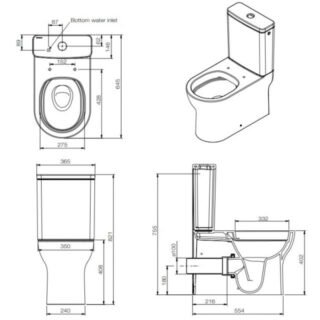 Tissino Nerola Rimless Closed Coupled Toilet With Cistern And Slimline Seat, Hinges - White - Image 2