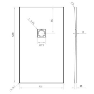 Tissino Giorgio2 Rectangular Shower Tray - Grey Slate - Size Option - Image 7