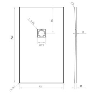 Tissino Giorgio2 Rectangular Shower Tray - Grey Slate - Size Option - Image 8