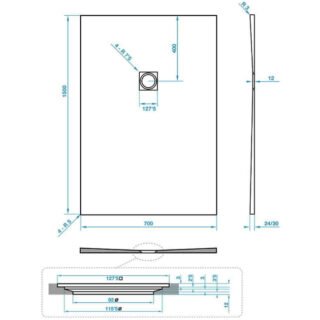 Tissino Giorgio2 Rectangular Shower Tray - Grey Slate - Size Option - Image 9