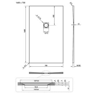Tissino Giorgio2 Rectangular Shower Tray - Grey Slate - Size Option - Image 10