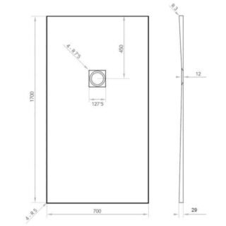 Tissino Giorgio2 Rectangular Shower Tray - Grey Slate - Size Option - Image 11